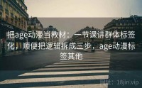 把age动漫当教材：一节课讲群体标签化，顺便把逻辑拆成三步，age动漫标签其他